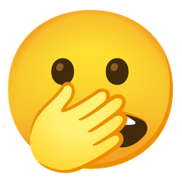 face with open eyes and hand over mouth and biting lip