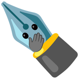 face with open eyes and hand over mouth and black nib