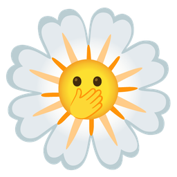 face with open eyes and hand over mouth and blossom