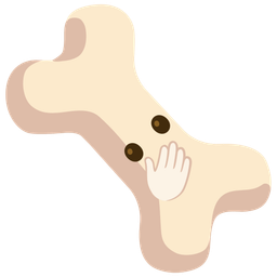 face with open eyes and hand over mouth and bone