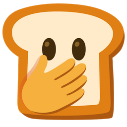 face with open eyes and hand over mouth and bread