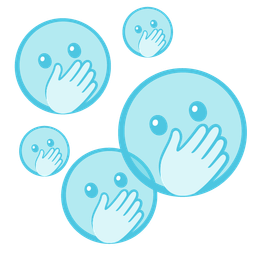 face with open eyes and hand over mouth and bubbles