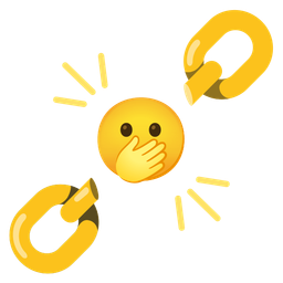 face with open eyes and hand over mouth and chains