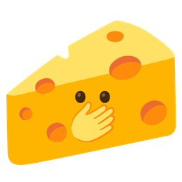 face with open eyes and hand over mouth and cheese wedge