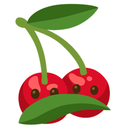 face with open eyes and hand over mouth and cherries