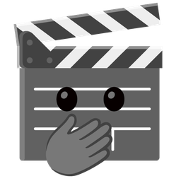 face with open eyes and hand over mouth and clapper board