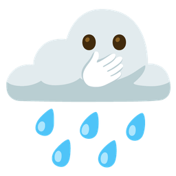 face with open eyes and hand over mouth and cloud with rain