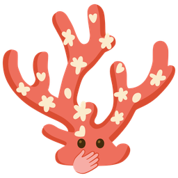 face with open eyes and hand over mouth and coral