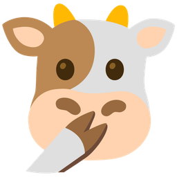 face with open eyes and hand over mouth and cow face