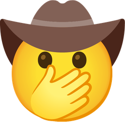 face with open eyes and hand over mouth and cowboy hat face