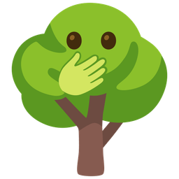 face with open eyes and hand over mouth and deciduous tree