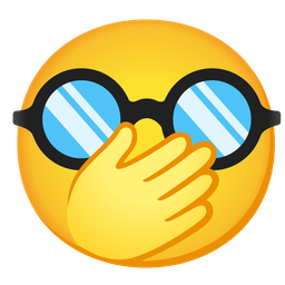 face with open eyes and hand over mouth and disguised face