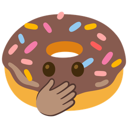 face with open eyes and hand over mouth and doughnut