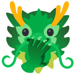 face with open eyes and hand over mouth and dragon