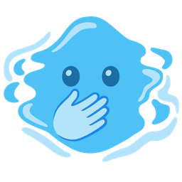 face with open eyes and hand over mouth and droplet