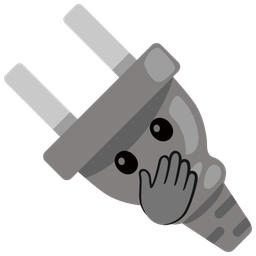 face with open eyes and hand over mouth and electric plug