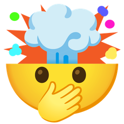 face with open eyes and hand over mouth and exploding head