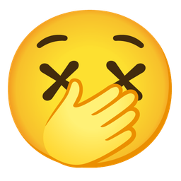 face with open eyes and hand over mouth and face with crossed-out eyes