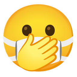 face with open eyes and hand over mouth and face with medical mask