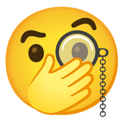 face with open eyes and hand over mouth and face with monocle