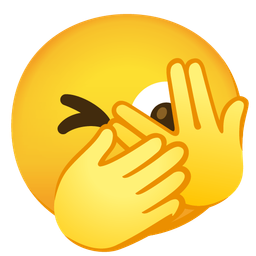 face with open eyes and hand over mouth and face with peeking eye