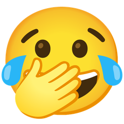 Face with open eyes and hand over mouth and Face with tears of joy