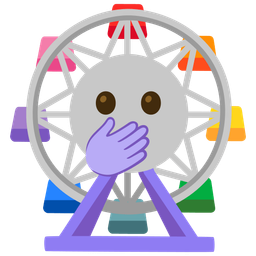 face with open eyes and hand over mouth and ferris wheel