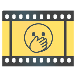 face with open eyes and hand over mouth and film frames