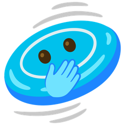 face with open eyes and hand over mouth and flying disc