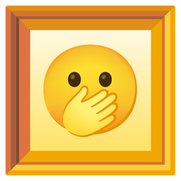 face with open eyes and hand over mouth and framed picture