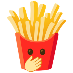 face with open eyes and hand over mouth and french fries