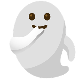 face with open eyes and hand over mouth and ghost