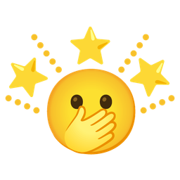 face with open eyes and hand over mouth and glowing star