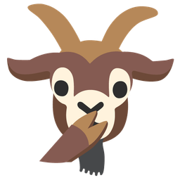 face with open eyes and hand over mouth and goat