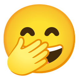 Face with open eyes and hand over mouth and Grinning face with smiling eyes