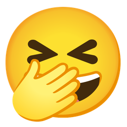 Face with open eyes and hand over mouth and Grinning squinting face