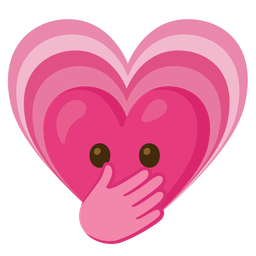 face with open eyes and hand over mouth and growing heart