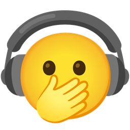 face with open eyes and hand over mouth and headphone