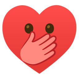 face with open eyes and hand over mouth and heart suit