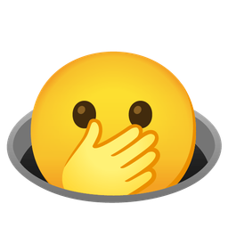 face with open eyes and hand over mouth and hole