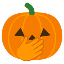 face with open eyes and hand over mouth and jack-o-lantern