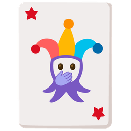 face with open eyes and hand over mouth and joker