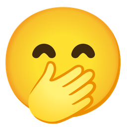 Face with open eyes and hand over mouth and Kissing face with smiling eyes