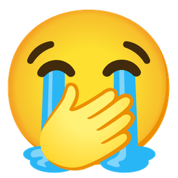 face with open eyes and hand over mouth and loudly crying face