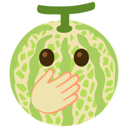 face with open eyes and hand over mouth and melon