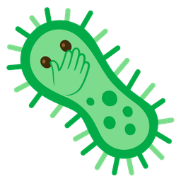 face with open eyes and hand over mouth and microbe