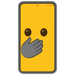 face with open eyes and hand over mouth and mobile phone