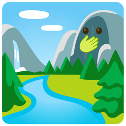 face with open eyes and hand over mouth and national park