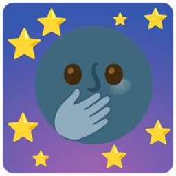 face with open eyes and hand over mouth and new moon face