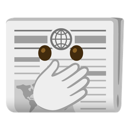 face with open eyes and hand over mouth and newspaper